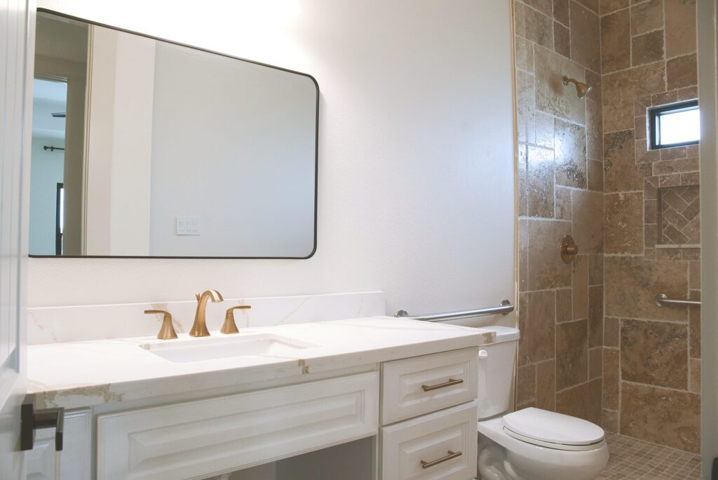 Bathroom vanity at Needville Cottage assisted living in Needville, TX
