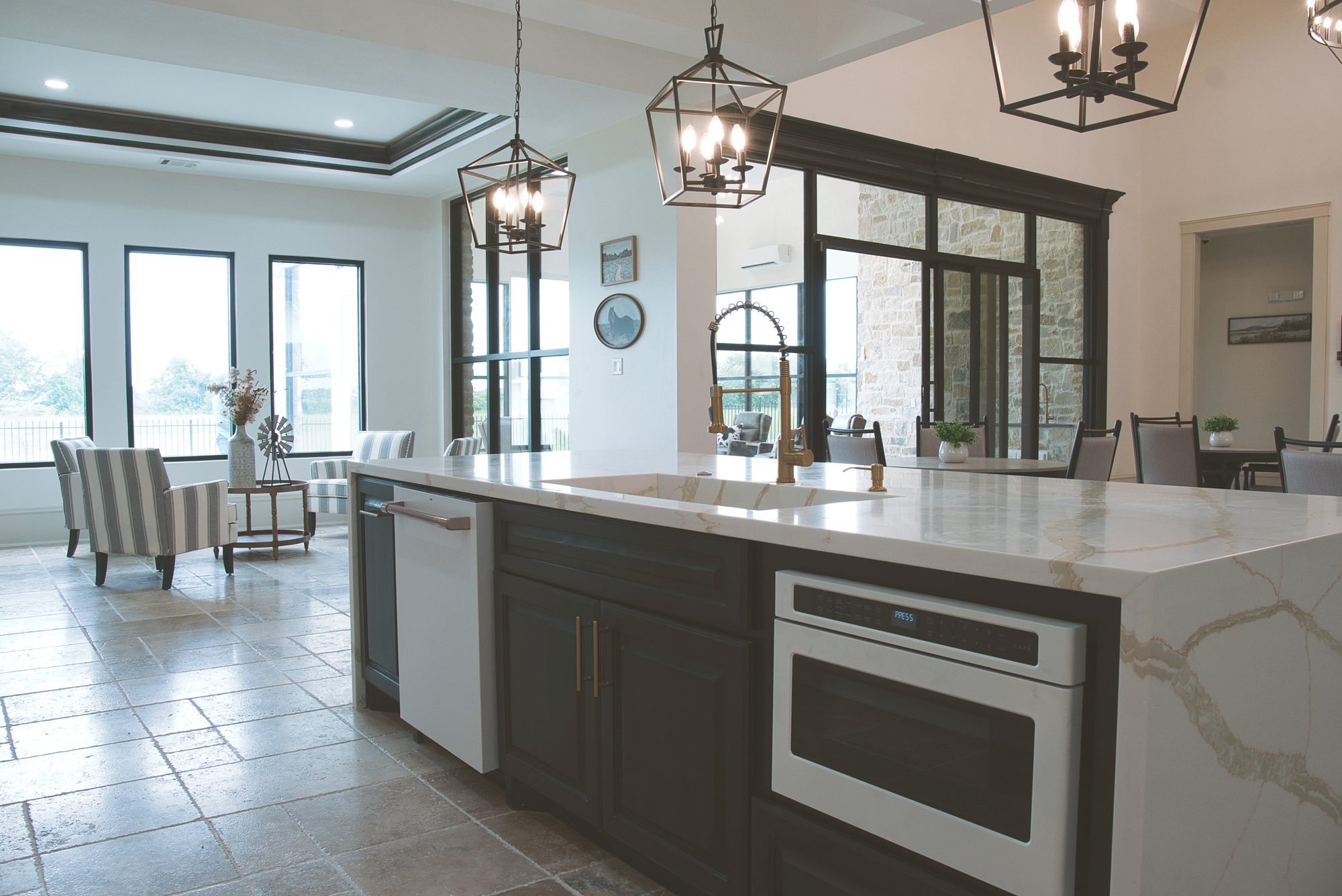 Kitchen island at Needville Cottage assisted living in Needville, TX